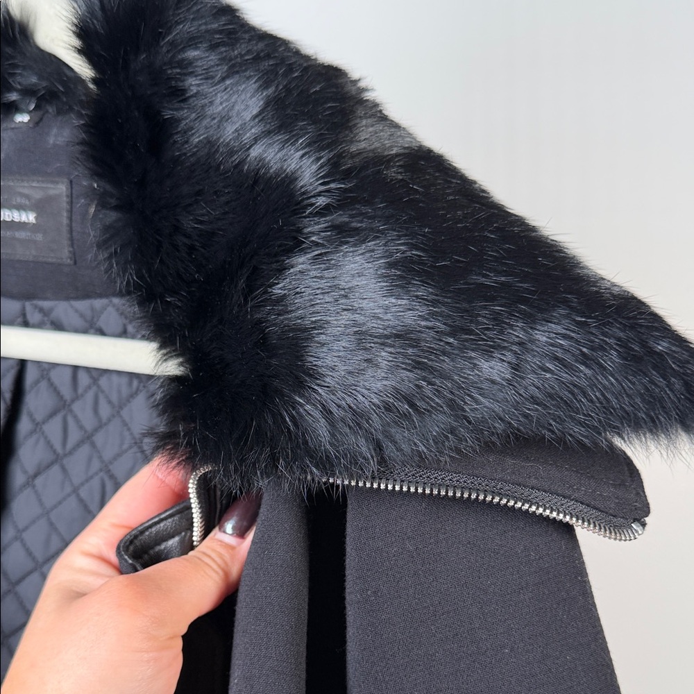 RUDSAK Black Trench Coat with Faux Fur Collar - Picture 7 of 9